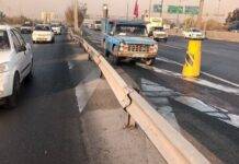 تعمیر فوری گاردریلهای آسیبدیده در بزرگراه آزادگان